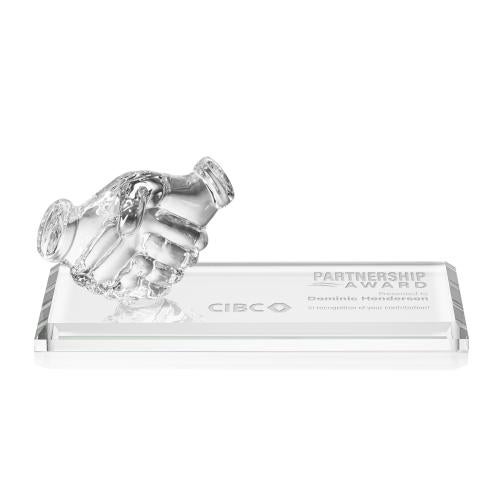 Corporate Awards - Crystal Awards - Colored Crystal - Red Crystal Awards - Northam Shaking Hands Abstract / Misc Award