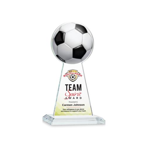 Corporate Awards - Crystal Awards - Crystal Pillar Awards - Edenwood Soccer Full Color Clear Obelisk Crystal Award