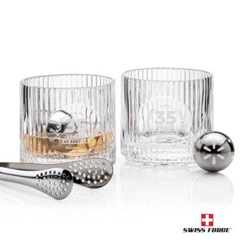 Corporate Recognition Gifts - Etched Barware - Swiss Force® S/S Balls & 2 Dillard OTR