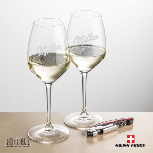 Corporate Recognition Gifts - Etched Barware - Swiss Force® Opener & RIEDEL Extreme Wine