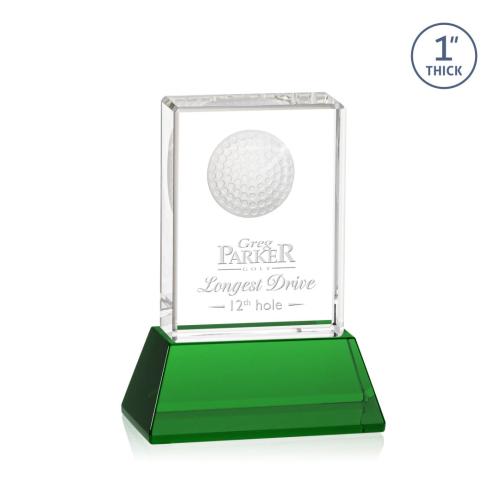 Corporate Awards - Sports Awards - Golf Awards - Pennington Golf Green on Base Rectangle Crystal Award