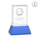 Ambassador Globe Sky Blue on Base Rectangle Crystal Award