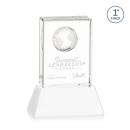 Ambassador Globe White on Base Rectangle Crystal Award