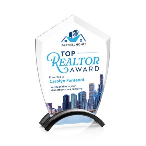 Corporate Awards - Full Color Awards - Pullman Full Color Black Arch & Crescent Crystal Award