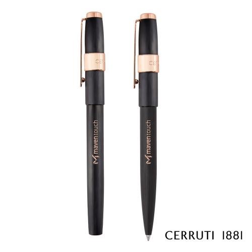 Corporate Recognition Gifts - Executive Gifts - Cerruti 1881&reg; Block Brushed Ballpoint & Rollerball Pen Set