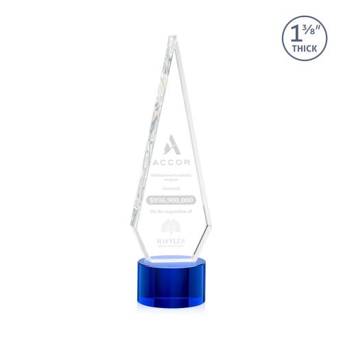 Corporate Awards - Springfield Blue on Marvel Base Crystal Award