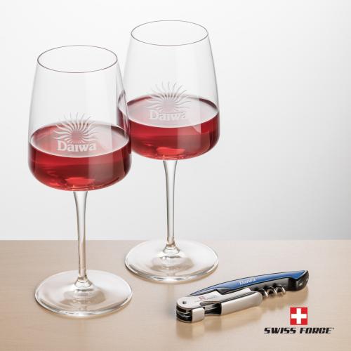 Corporate Recognition Gifts - Etched Barware - Swiss Force&reg; Opener & Dunhill Wine