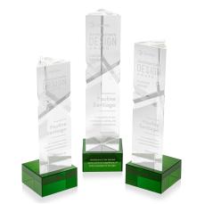 Oakham Green on Hancock Base Obelisk Crystal Award - Crystal Awards