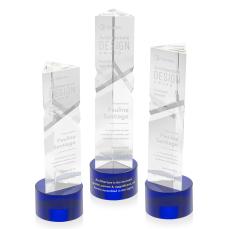 Oakham Blue on Marvel Base Obelisk Crystal Award - Crystal Awards