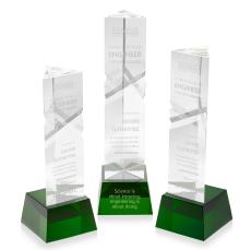 Oakham Green on Robson Base Obelisk Crystal Award - Crystal Awards