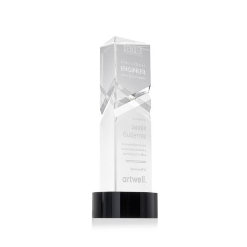 Corporate Awards - Oakham Black on Stanrich Base Obelisk Crystal Award