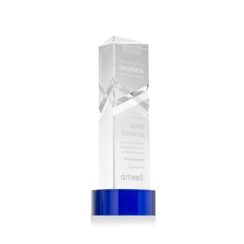 Corporate Awards - Oakham Blue on Stanrich Blue Obelisk Crystal Award