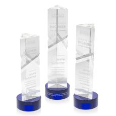 Oakham Blue on Stanrich Blue Obelisk Crystal Award - Crystal Awards