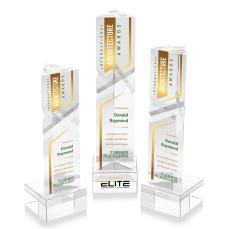 Oakham Full Color Clear on Hancock Base Obelisk Crystal Award - Crystal Awards