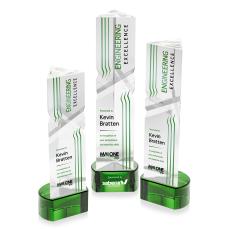 Oakham Full Color Green on Paragon Base Obelisk Crystal Award - Corporate Awards