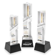 Oakham Full Color Black on Robson Base Obelisk Crystal Award - Corporate Awards
