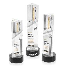 Oakham Full Color Black on Stanrich Base Obelisk Crystal Award - Corporate Awards