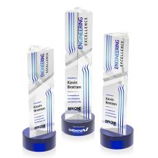 Oakham Full Color Blue on Stanrich Base Obelisk Crystal Award - Corporate Awards