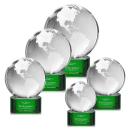 Globe Green on Paragon Base Spheres Crystal Award
