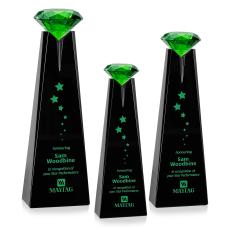 Alicia Gemstone Black/Emerald Obelisk Crystal Award - Crystal Diamond Awards
