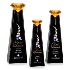 Alicia Gemstone Full Color Black/Amber Obelisk Crystal Award - Crystal Diamond Awards