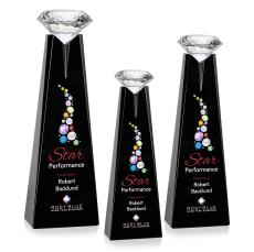 Alicia Gemstone Full Color Black/Diamond Obelisk Crystal Award - Crystal Diamond Awards