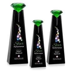 Alicia Gemstone Full Color Black/Emerald Obelisk Crystal Award - Crystal Diamond Awards