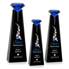 Alicia Gemstone Full Color Black/Sapphire Obelisk Crystal Award - Crystal Diamond Awards