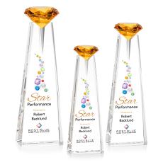 Alicia Gemstone Full Color Optical/Amber Obelisk Crystal Award - Crystal Diamond Awards
