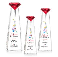 Alicia Gemstone Full Color Optical/Ruby Obelisk Crystal Award - Crystal Diamond Awards