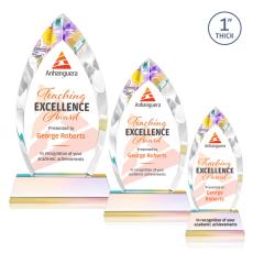 Marinello Full Color Prismatic on Base Arch & Crescent Crystal Award - Full Color Awards