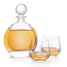 Bonello Round Decanter & Garland Set - Etched Barware