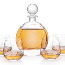 Bonello Round Decanter & Garland Set - Etched Barware