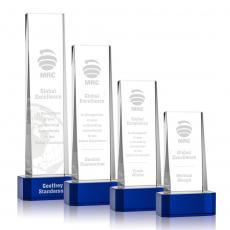 Employee Gifts - Milnerton Blue on Base Obelisk Crystal Award
