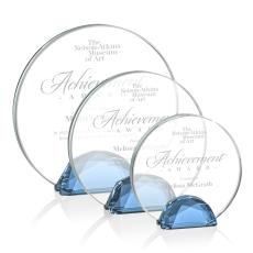 Galveston Sky Blue Circle Crystal Award - Crystal Awards