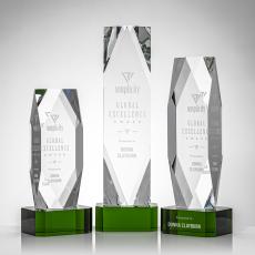 Delta  Green on Base Obelisk Crystal Award - Crystal Pillar Awards