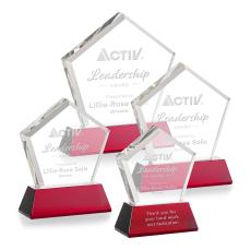 Genosee Red on Base Crystal Award - Crystal Awards