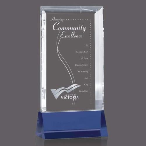 Corporate Awards - Glass Awards - Colored Glass Awards - Nelson Rectangle Crystal Award