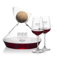 Woodbury Carafe w/Cork Stopper & Elderwood Wine - Etched Barware