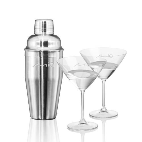 Corporate Recognition Gifts - Etched Barware - Connoisseur Shaker & Coleford Martini Set
