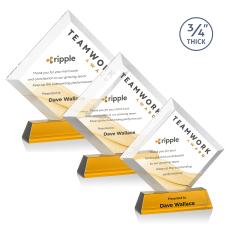 Belaire Full Color Amber on Newhaven Base Crystal Award - Corporate Awards