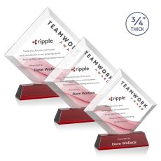 Belaire Full Color Red on Newhaven Base Crystal Award - Red Crystal Awards