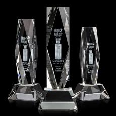 President 3D Clear on Base Obelisk Crystal Award - 3D Laser Engraved
