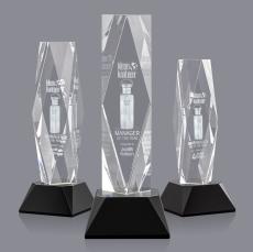 President 3D Black on Base Obelisk Crystal Award - Crystal Awards