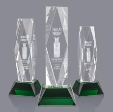 President 3D Green on Base Crystal Award - Crystal Awards