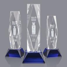 President 3D Blue  on Base Crystal Award - Crystal Awards