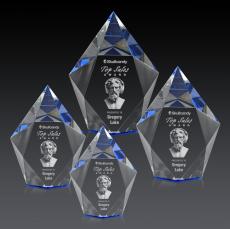 Devron 3D Blue Crystal Award - 3D Laser Engraved