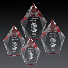 Devron 3D Red Crystal Award - 3D Laser Engraved