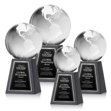 Globe Spheres on Tall Marble Base Crystal Award - Marble and Stone Plaques
