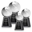 Globe Spheres on Tall Marble Base Crystal Award